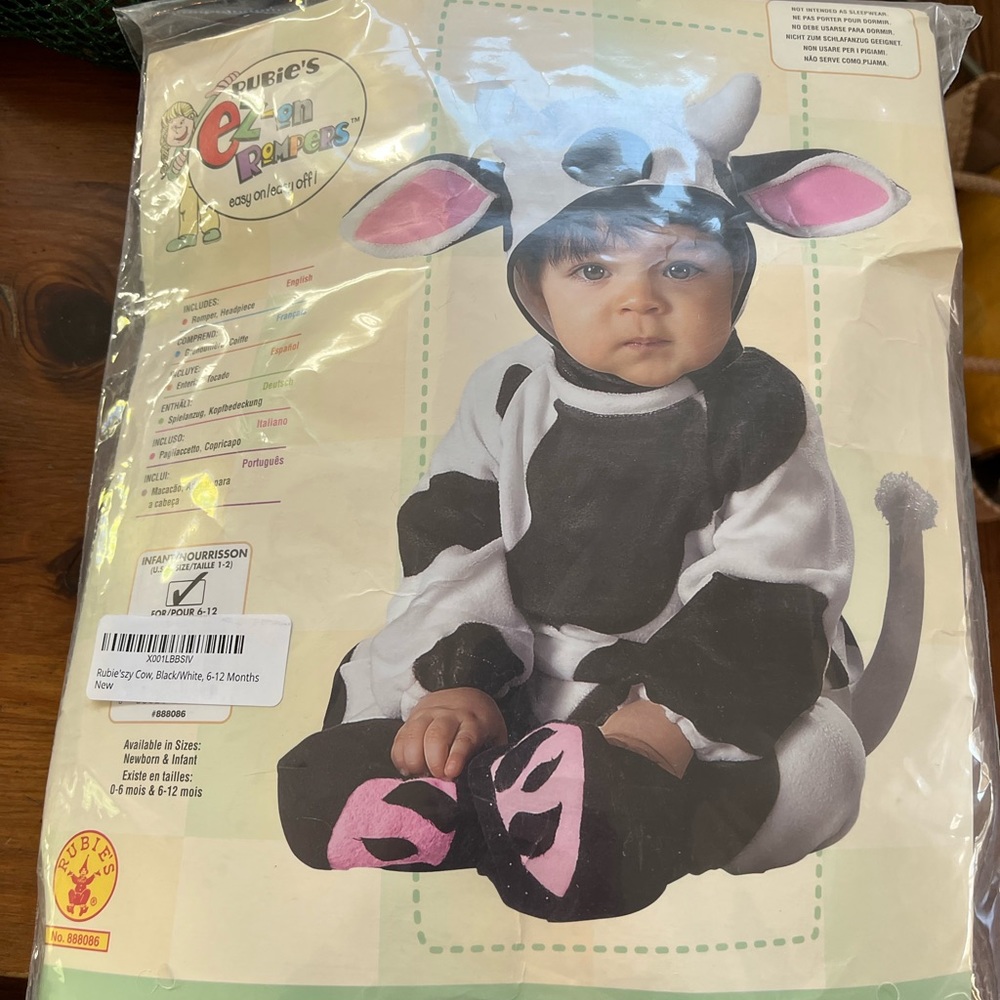 6-12 months baby infant Halloween cow costume